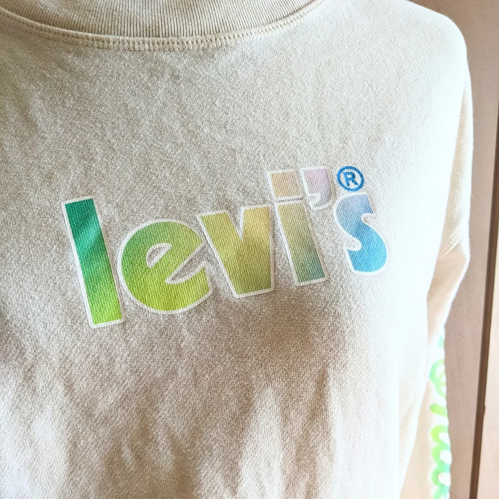 Levi's Cream and Multicolor Long Sleeve Crewneck Women's Size Small - Picture 5 of 8